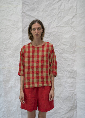 Brand: AeQuamente - Modello: BLOSE - Var1 quadri rosso/beige