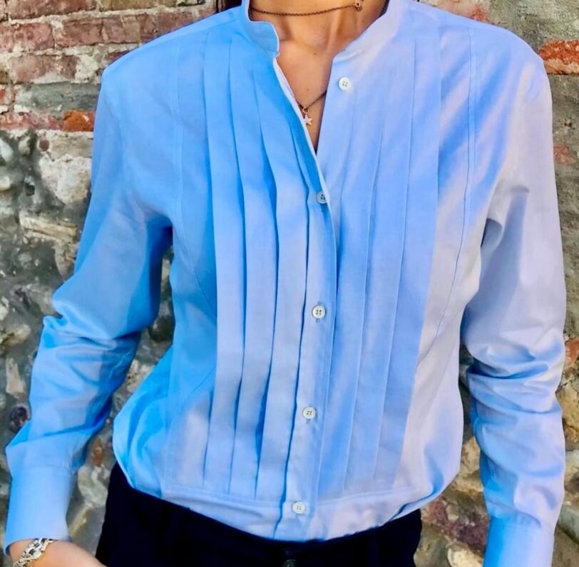 Brand: Ravasio Valentina RVS Modello: Camicia Viviana Plastron Azzurra